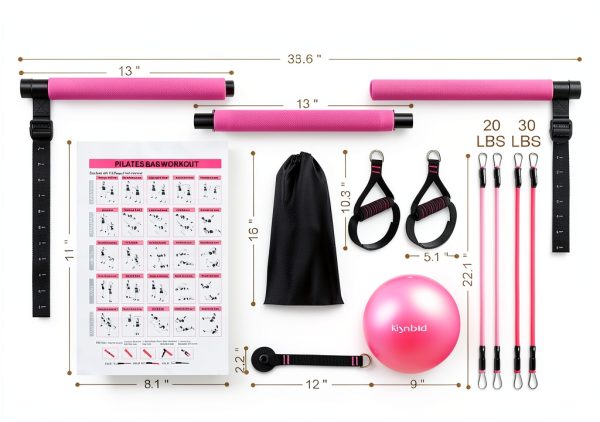 Multifunctional Pilates Equipment with Pilates Ball, 2 in 1 Handles & Door Anchor, Portable Bar for Women Home Gym Yoga Workouts-4
