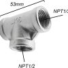 heyous 304 stainless steel 1/2 inch NPT Tee Pipe Fitting-2
